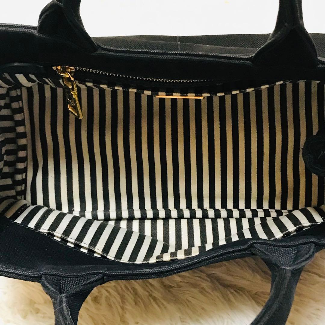 【極美品】プラダ カナパ ストライプ Sサイズ 三角ロゴ 黒 ゴールド金具