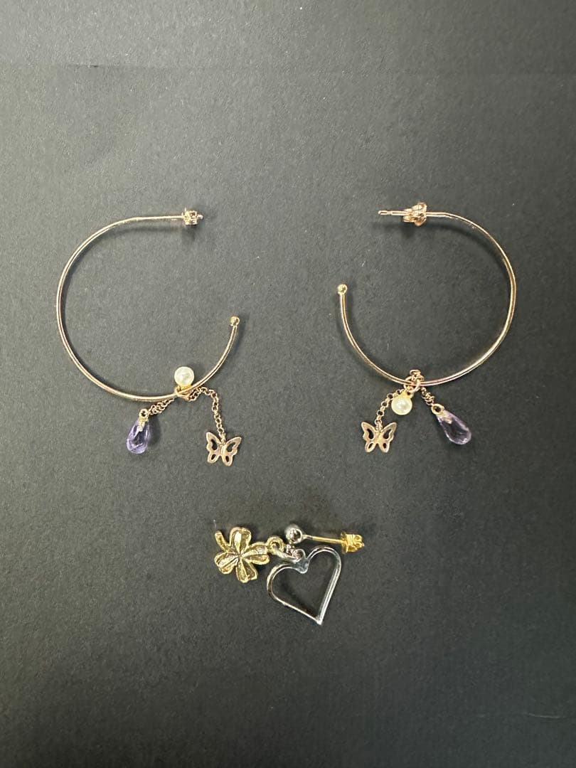 ピアス　k10 両耳用　片耳用　セット