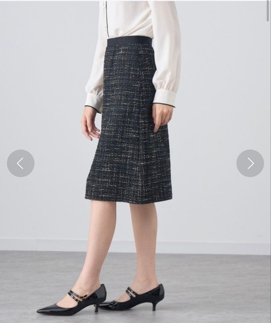 極美品 ANAYI アナイ スラブツイードタイト スカート ブラック系 36