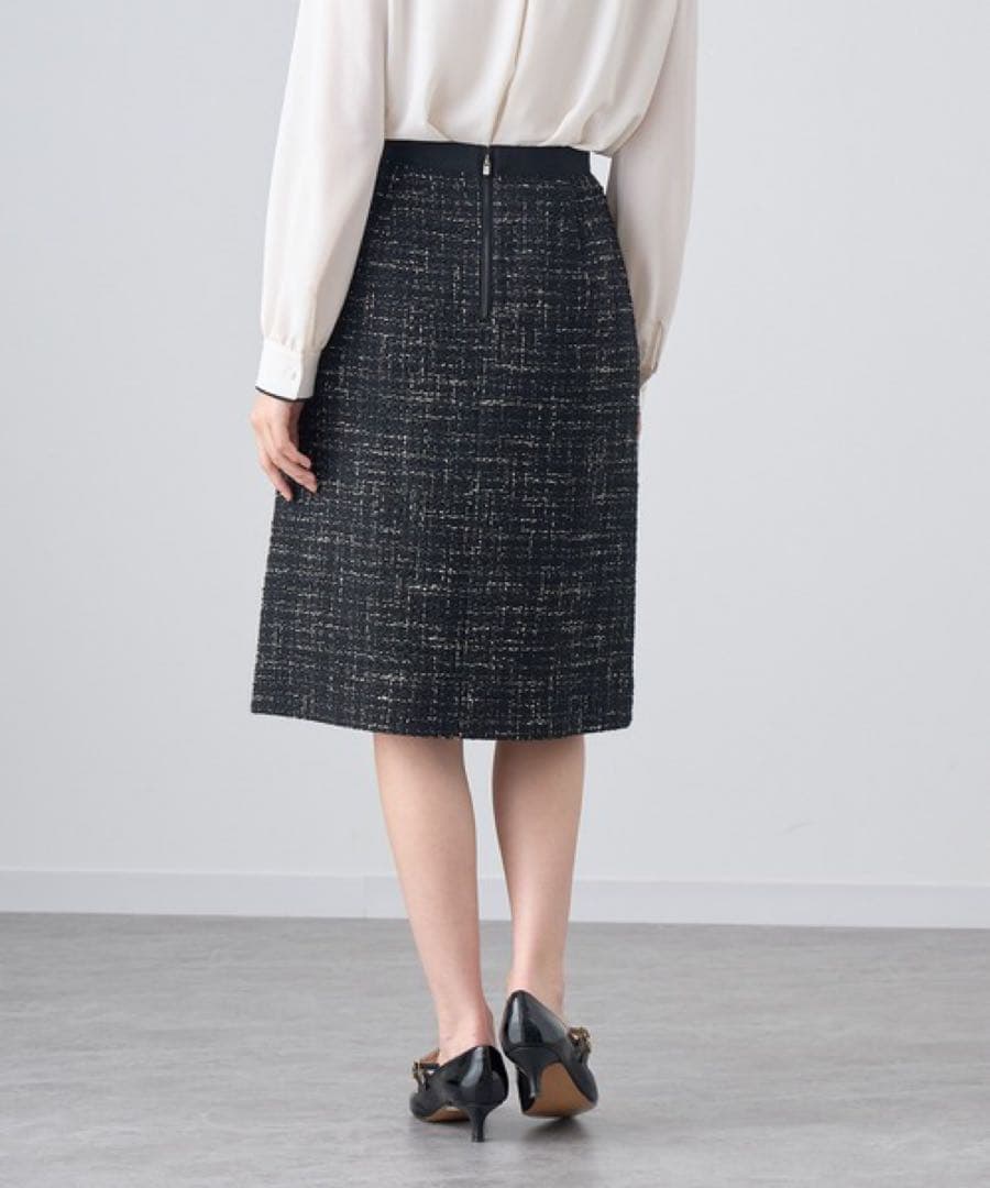 極美品 ANAYI アナイ スラブツイードタイト スカート ブラック系 36