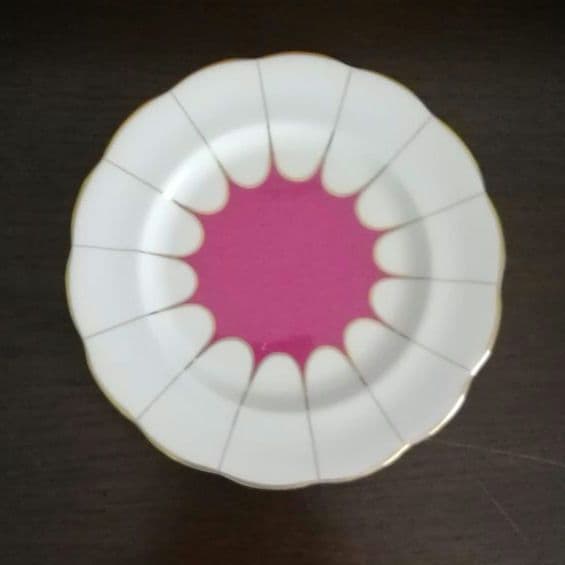 逸品　朱地アールデコ様式　ケーキ皿　飾り皿　ロイヤルアルバート　英国　1917年