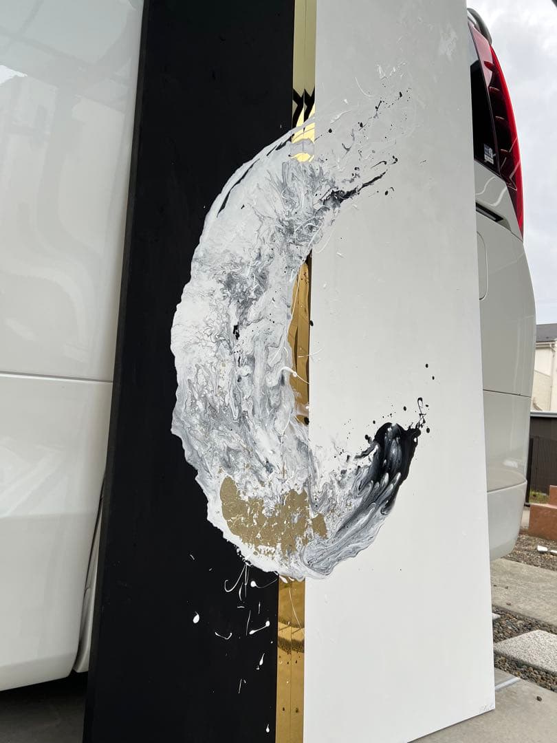 原画/大きい/絵画/アート/抽象画/モダン/ホテル/ブラック/ホワイト/ゴールド