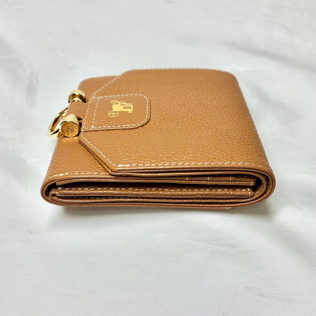 【極美品】 アタオ　rotolo ロトロ 二つ折り財布 シボ革 馬車 キャメル
