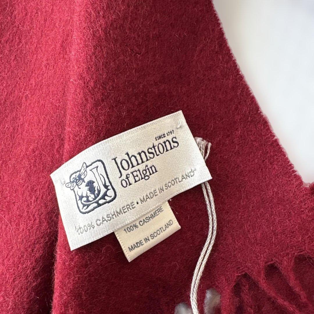 ✨未使用タグ付✨ ジョンストンズ オブ エルガン　カシミア100%マフラー　赤系