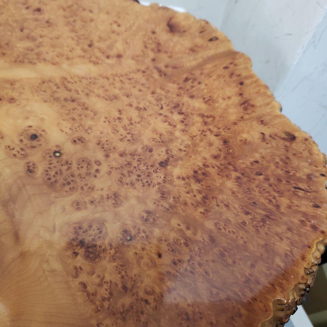 蔵出し特価花梨こぶ玉杢花台　木製円形テーブル ５８×４２×５cm