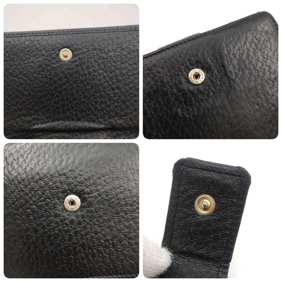 GUCCI 二つ折り財布 インターロッキング シェリーライン GG金具 黒 本革