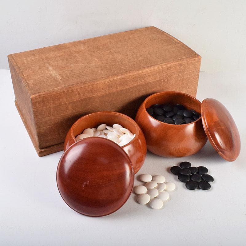 囲碁　碁石　本蛤碁石　那智黒碁石　碁笥　一套　時代箱付　M　R9282B