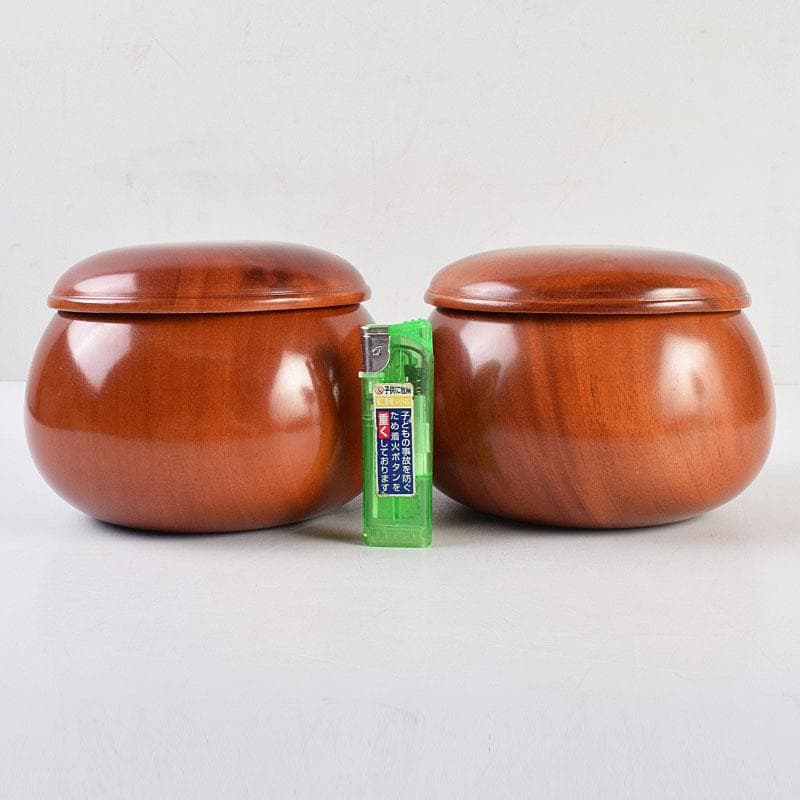 囲碁　碁石　本蛤碁石　那智黒碁石　碁笥　一套　時代箱付　M　R9282B