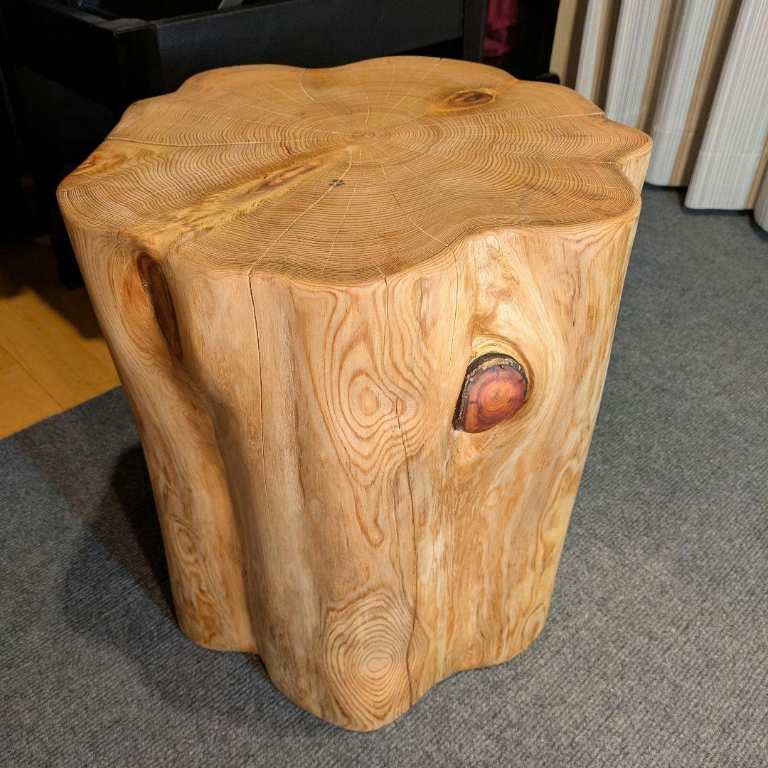 天然ヒバ　大型　切り株　丸太　椅子　スツール　テーブル　高さ約40.5㎝