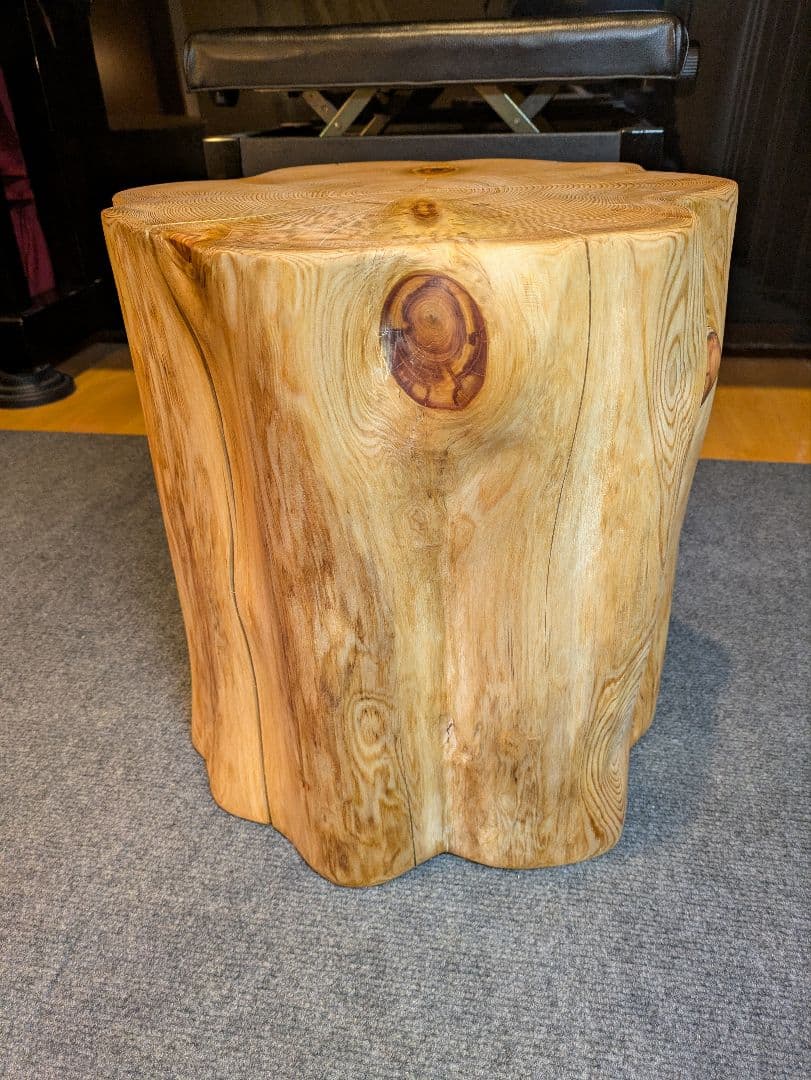 天然ヒバ　大型　切り株　丸太　椅子　スツール　テーブル　高さ約40.5㎝