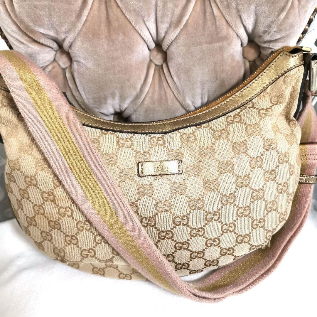 【正規品】グッチGUCCI GG柄シェリーライン斜めがけショルダーバッグ ピンク