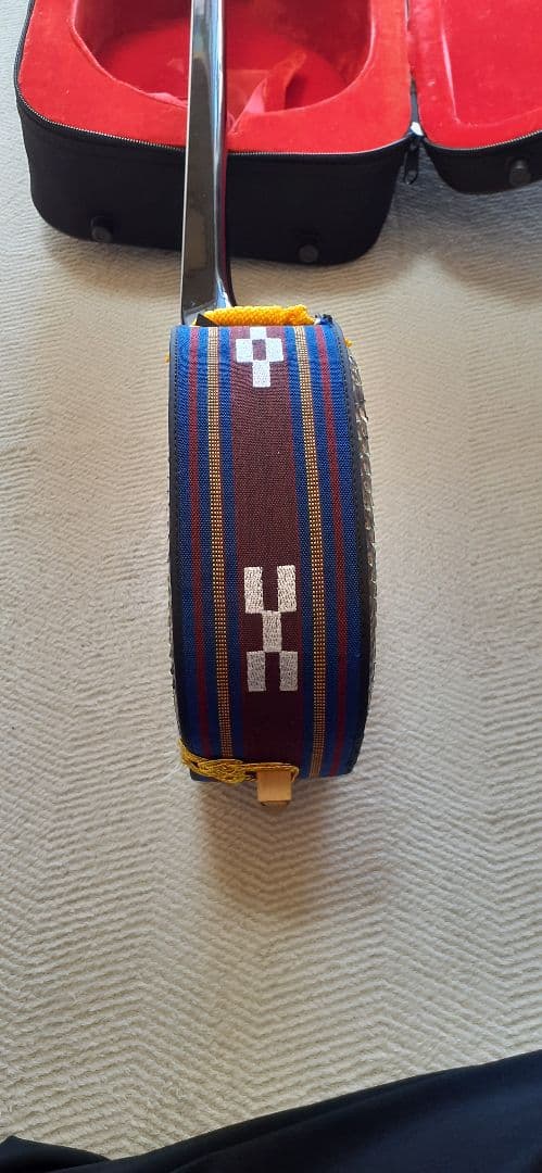 高級品沖縄三線豪華セット②☆ケース付属品多数☆両面本ヘビ革本蛇革リアルスネーク