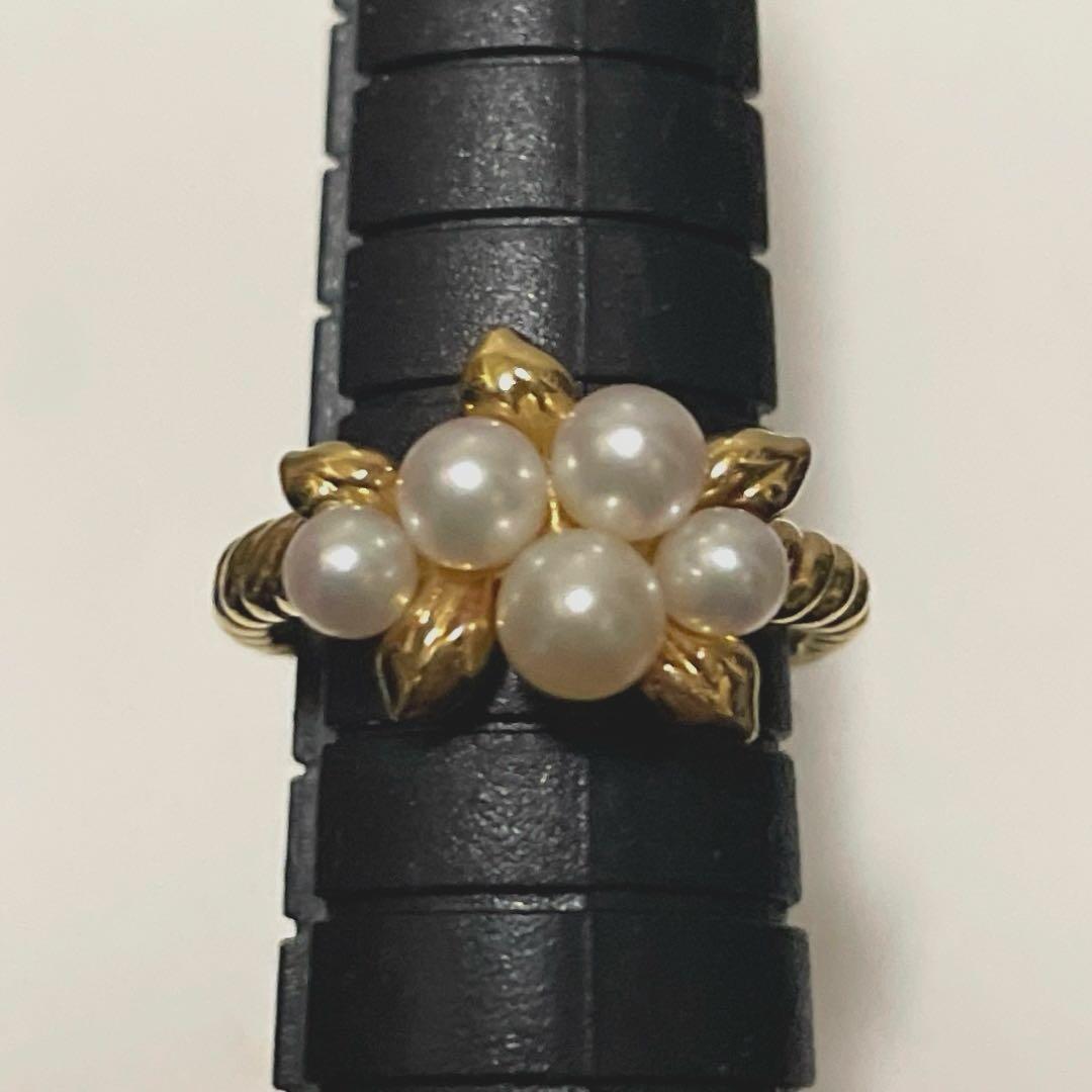 良品　TASAKI ベビーパール　K18 金　デザインリング　真珠