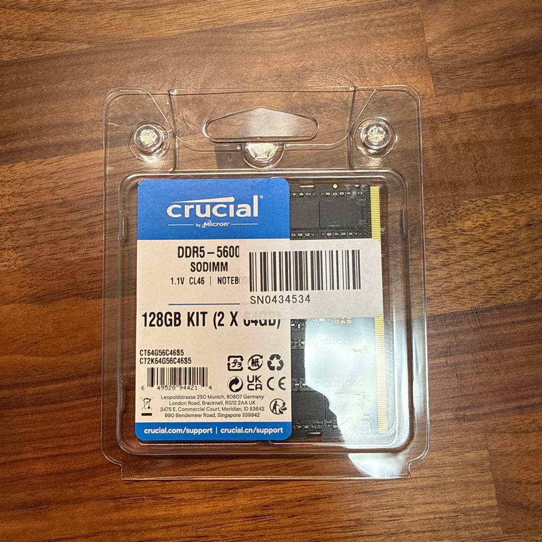 メモリー Crucial 128GB (2X64GB) DDR5 RAM 5600MHz