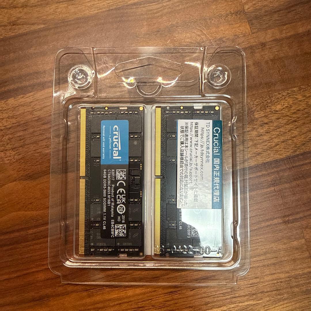 メモリー Crucial 128GB (2X64GB) DDR5 RAM 5600MHz