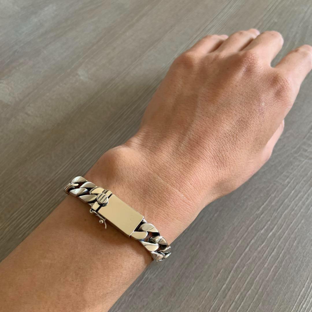 シルバー925製 喜平チェーンブレスレット10mm×20cmキューバン