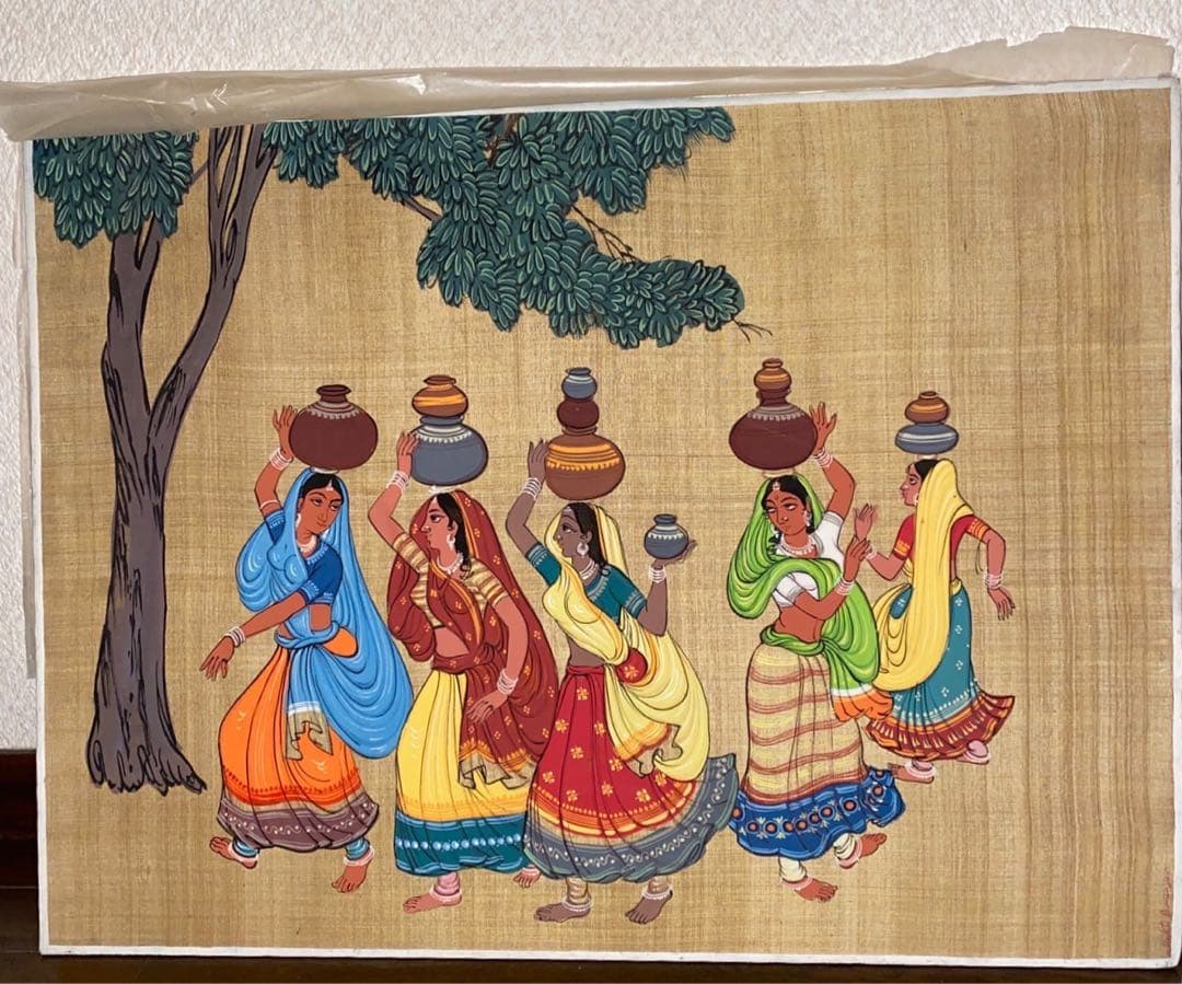 そろそろ残り少なく（´-`）【インド布絵】「GARWA DANCE」／送料込