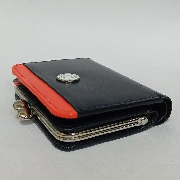 Kitamura/キタムラ★レザー・二折財布 がま口 ダークブルー/レッド