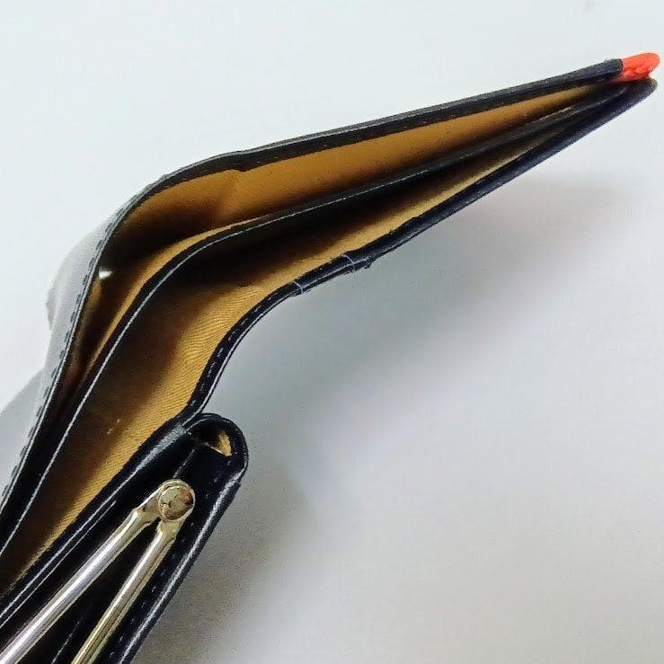 Kitamura/キタムラ★レザー・二折財布 がま口 ダークブルー/レッド