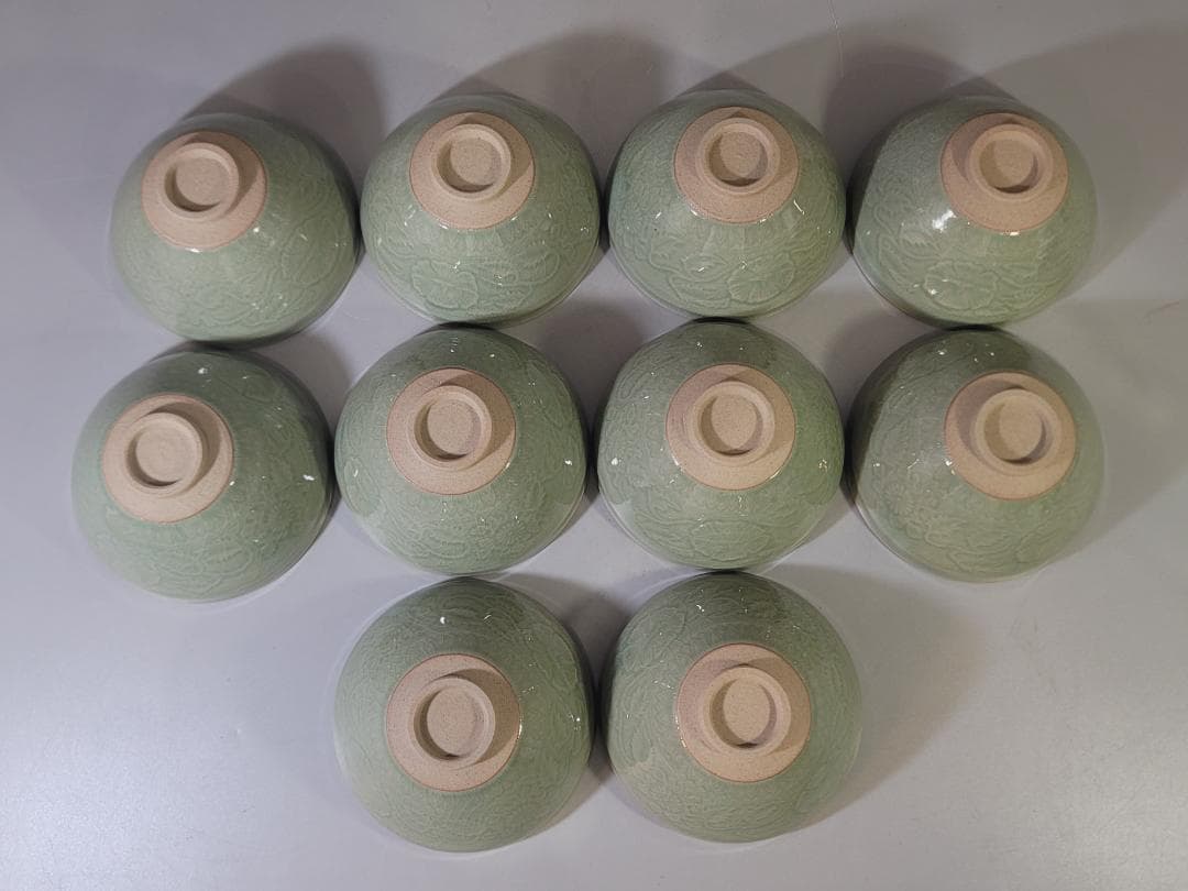 茶道具 青磁天目数茶碗 十客 共箱 DT740