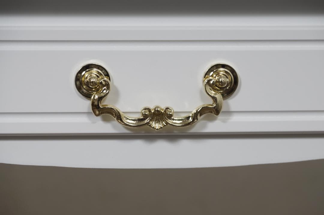 kokoro　　猫脚デスク　引き出し　金取っ手　ホワイト