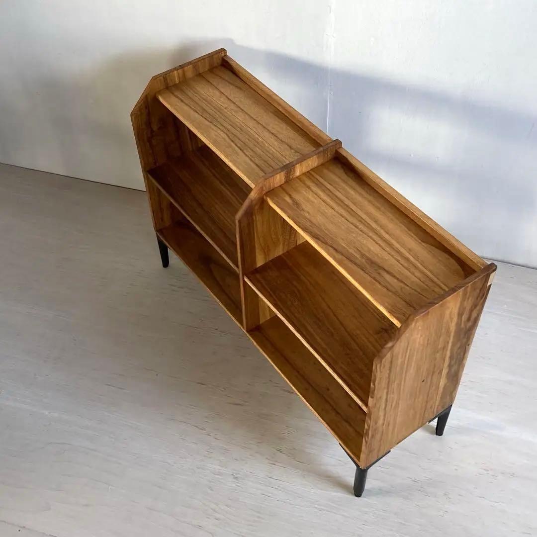 古い木製 オープンラック 鉄脚 木製棚