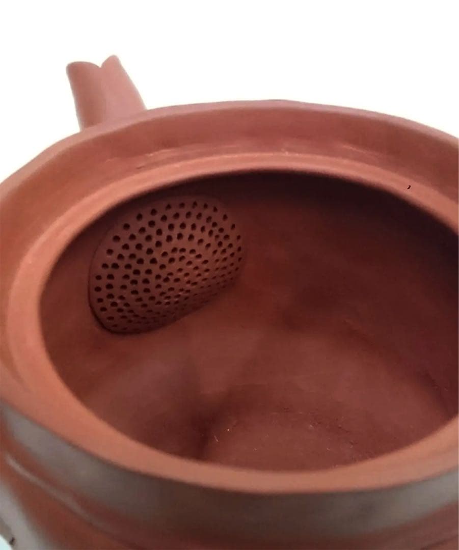 【茶注4  手捻　朱泥　玉獅子】間野弥平　共箱