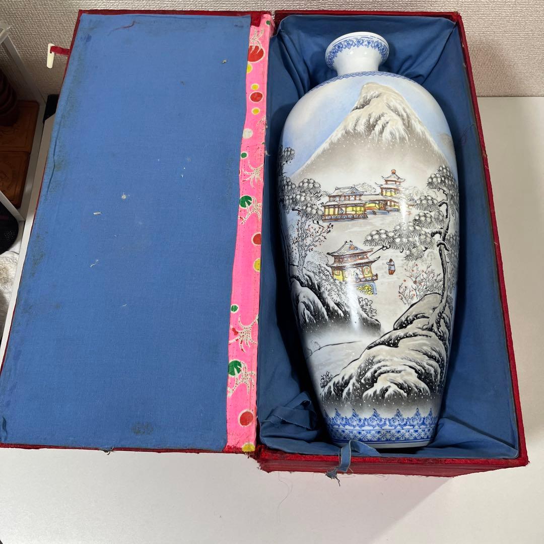 花瓶　薄口 中国古美術　骨董品　 唐物　花生　色絵 陶磁器　景徳鎮 高さ44cm