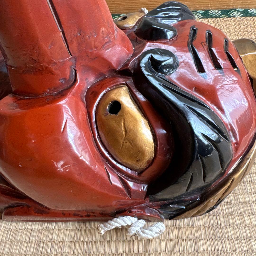 超大型　天狗お面　木彫　アンティーク　壁掛　工芸品　魔除け　縁起物　骨董　守神