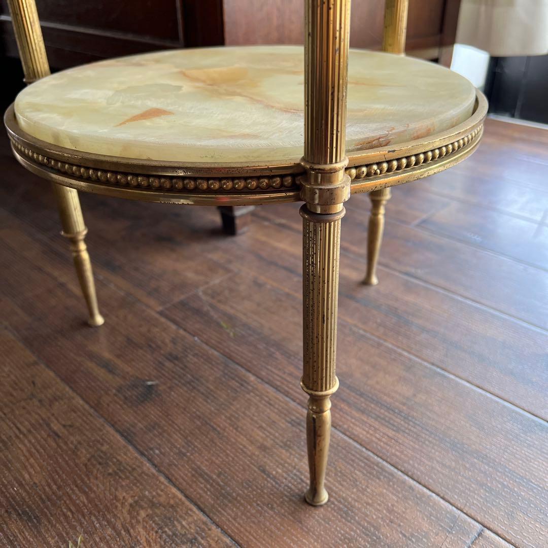 k467r118 エレガントな大理石天板のラウンドコンソール・サイドテーブル