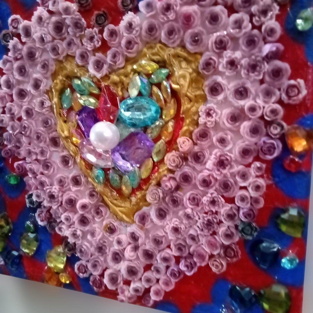 壁掛けアート　赤色二枚セット　15センチ