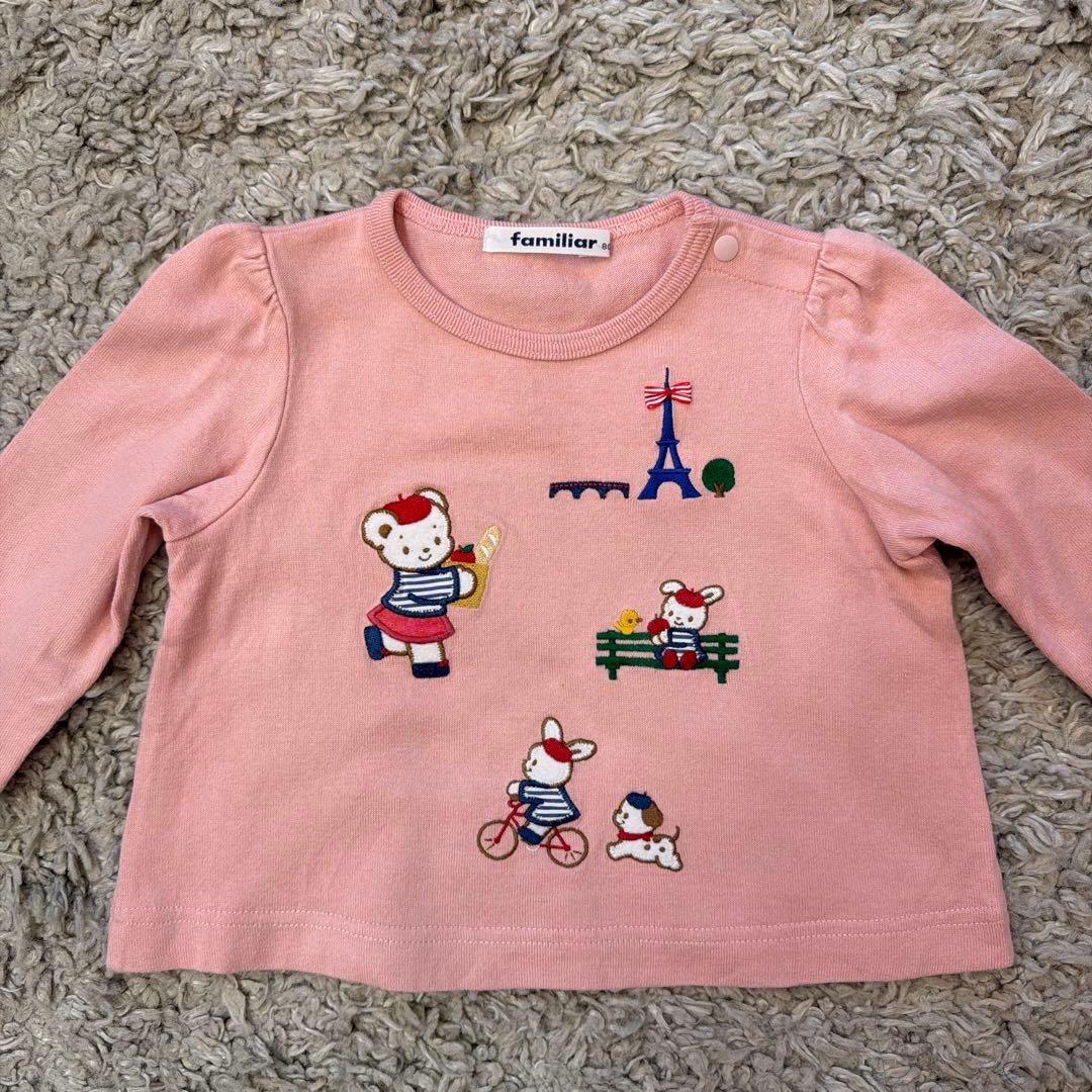 familiar 80cm 女の子 長袖カットソー3点セット