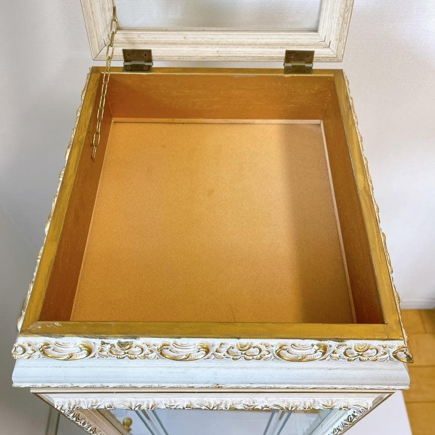 【イタリア製】金彩装飾 キュリオケース ガラスキャビネット アンティーク調