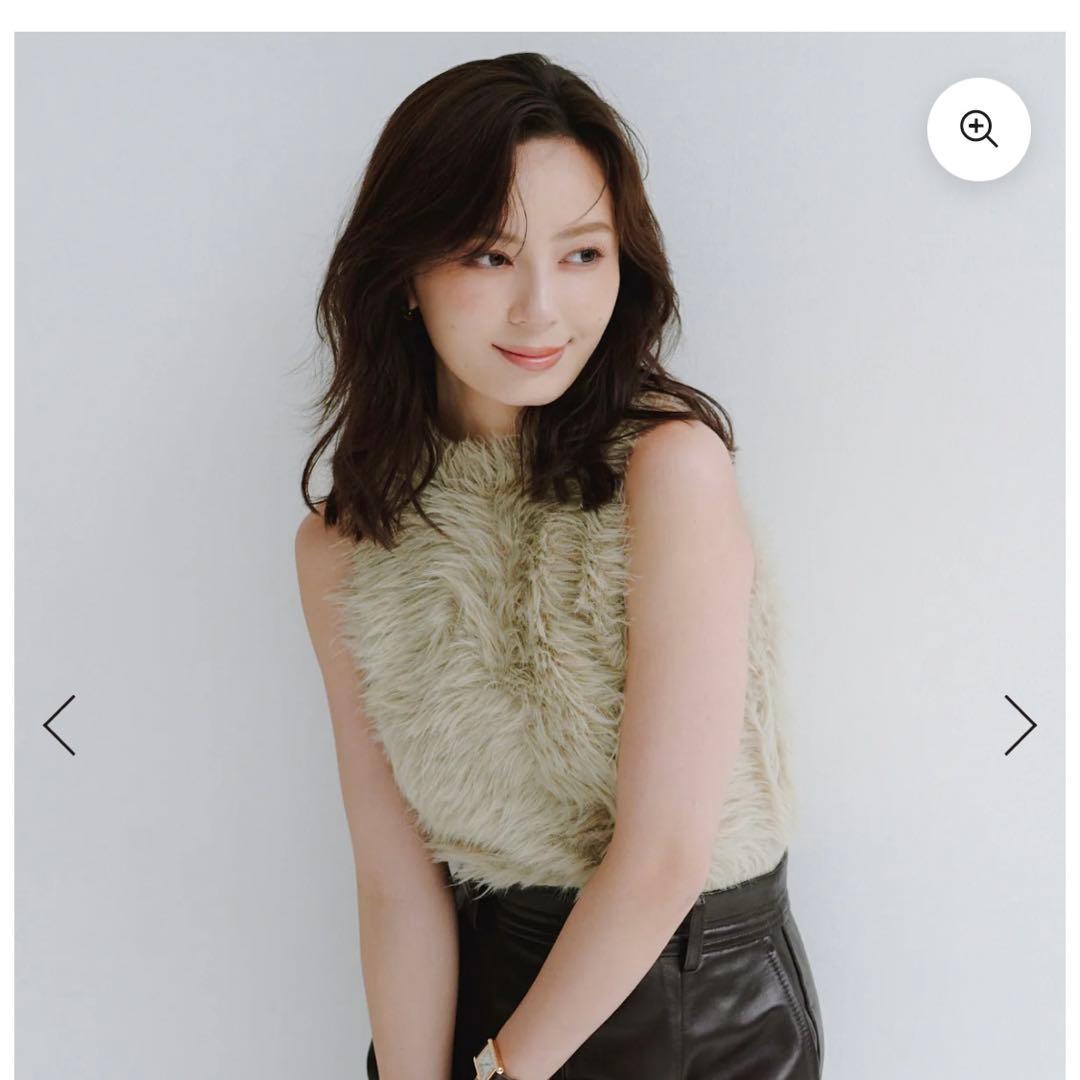 【美品】anuans ファーライクノースリーブニットトップス