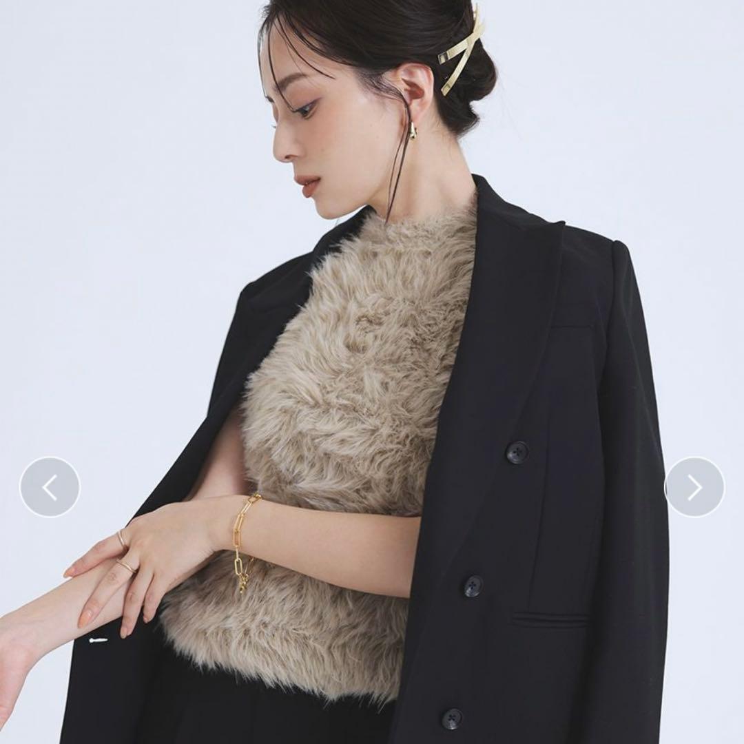 【美品】anuans ファーライクノースリーブニットトップス