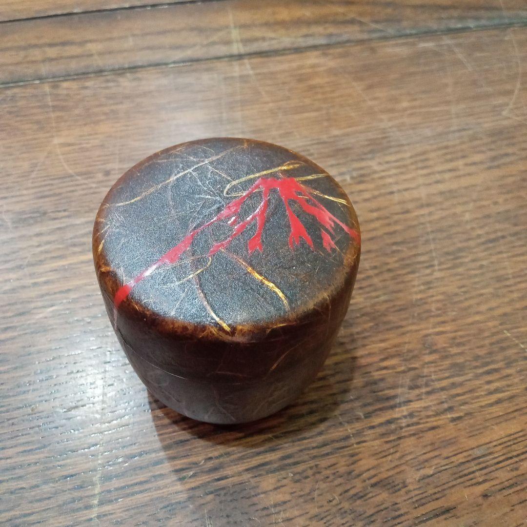 棗 1月 赤富士山 雲竜和紙張 大棗 剛山 書付 茶道具 正月 初釜