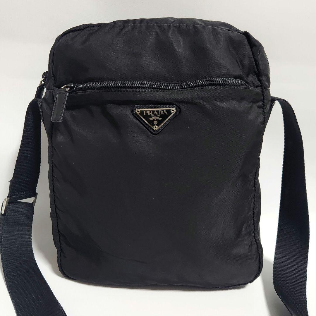 PRADA プラダ テスートナイロン レザー ショルダーバッグ ブラック