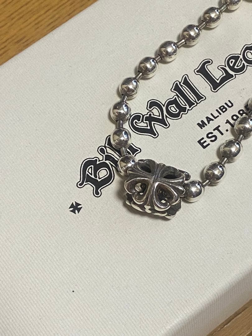 美品 ビルウォールレザー ラージボールチェーンブレスレット