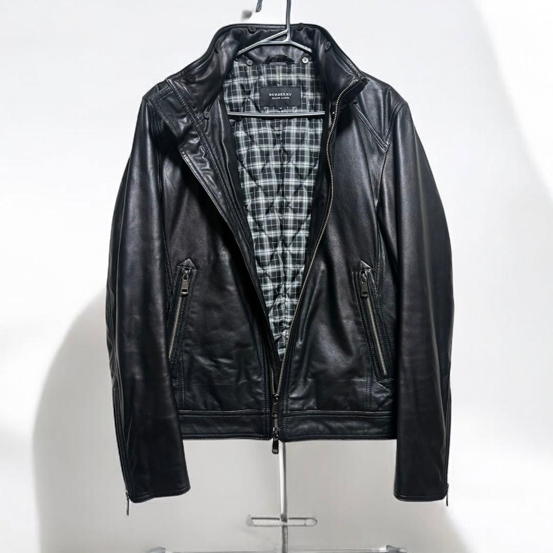 美品✨バーバリーブラックレーベル ラムレザー ライダース M ノバチェック