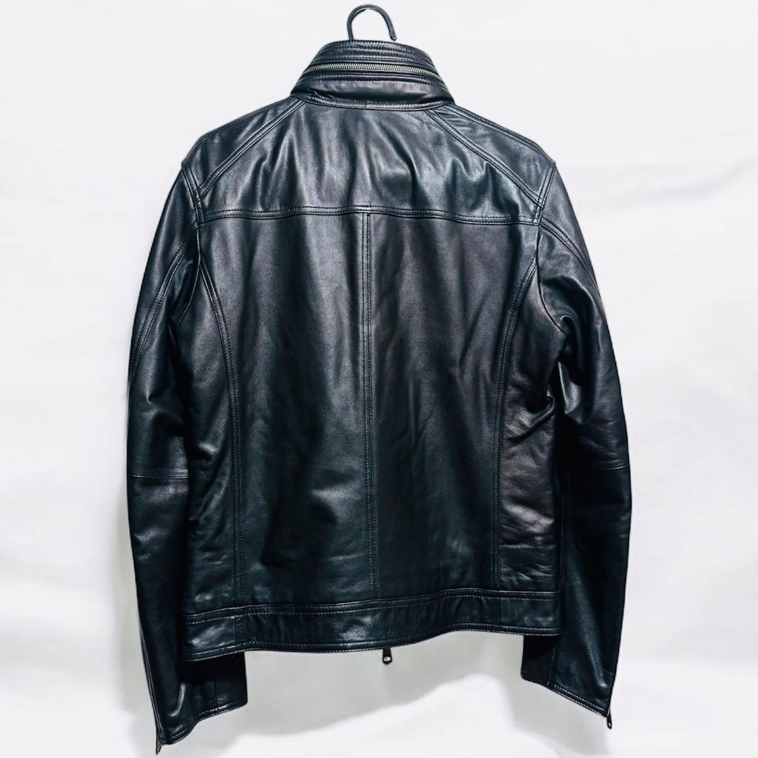 美品✨バーバリーブラックレーベル ラムレザー ライダース M ノバチェック