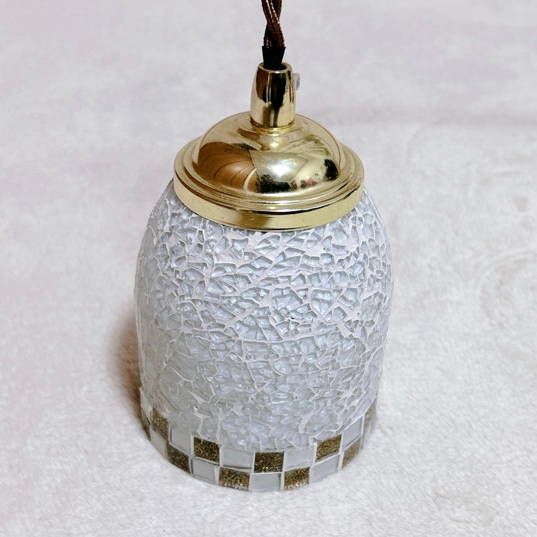 ガラスモザイク　ペンダント照明　レトロ　アンティーク　照明　LED 3個セット