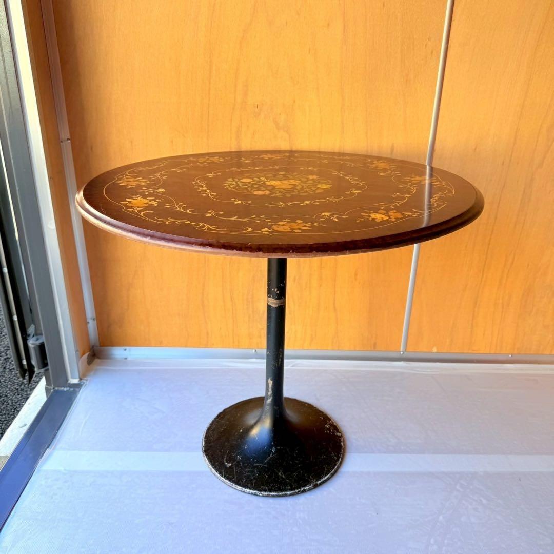 【象嵌細工】アンティーク調 ラウンドテーブル 丸テーブル 直径76cm