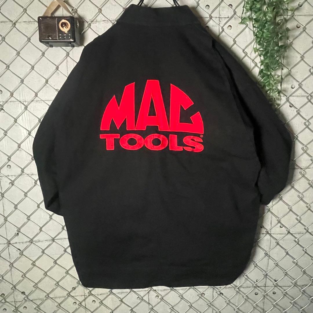 MACTOOLS マックツール ダック生地 短丈ジャケット ロゴ刺繍 黒 XL程