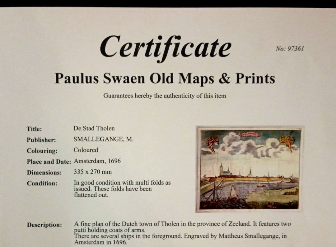 額装品　景観図　17世紀　オランダ　ゼーランド州トーレン　お値打ち