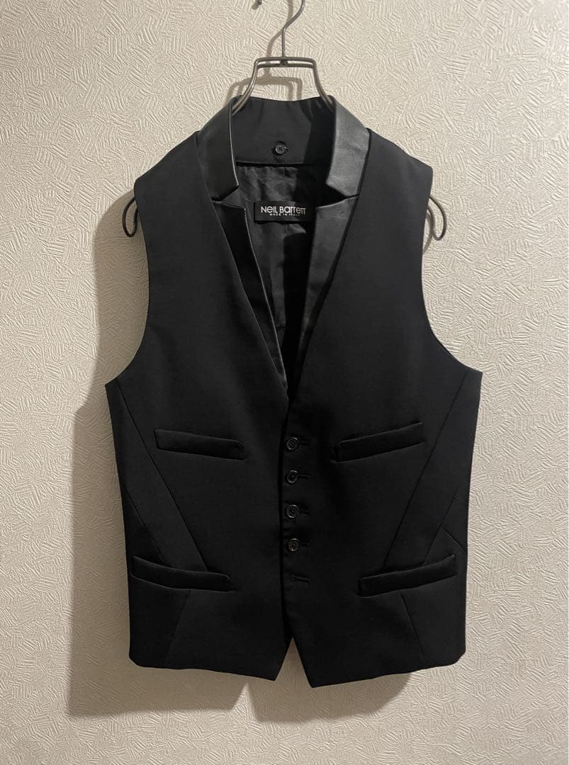 イタリア製 Neil Barrett レザー ラペル スーツ ベスト / ジレ