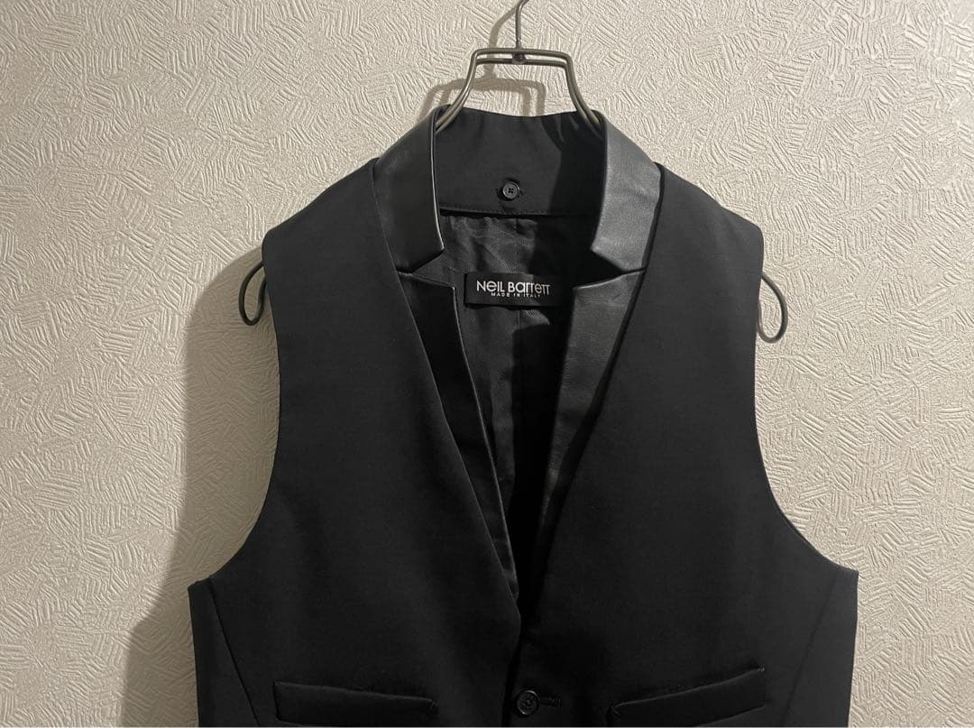イタリア製 Neil Barrett レザー ラペル スーツ ベスト / ジレ