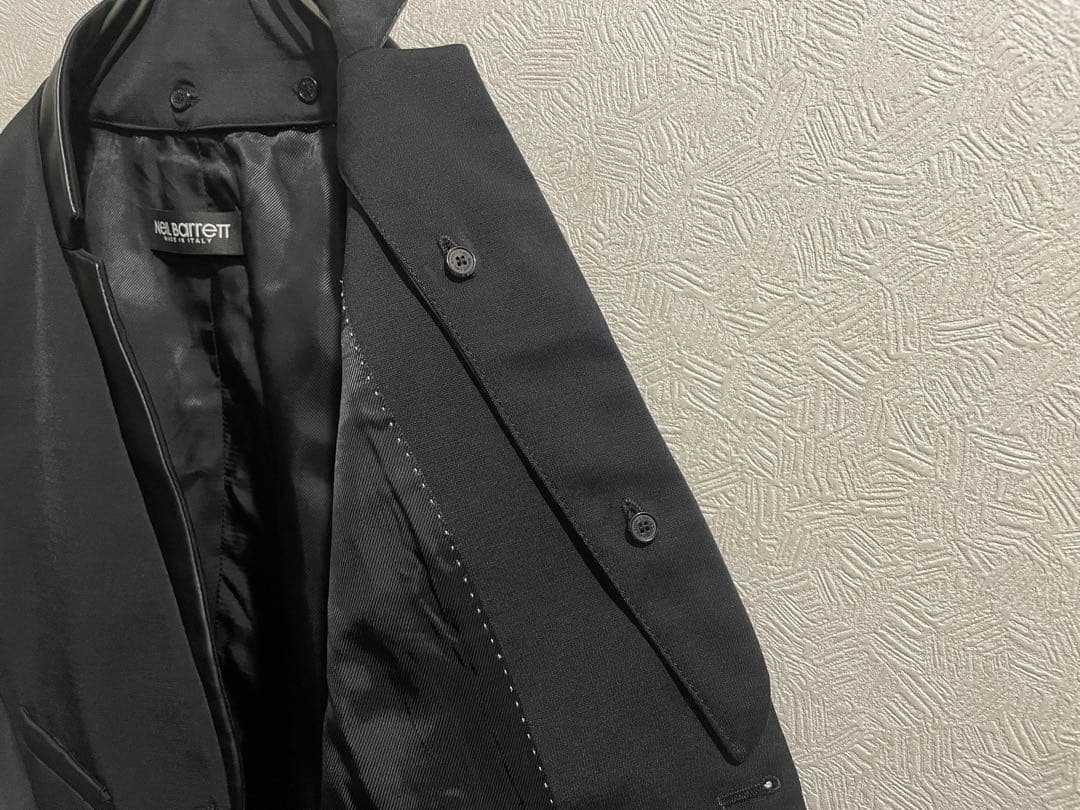 イタリア製 Neil Barrett レザー ラペル スーツ ベスト / ジレ