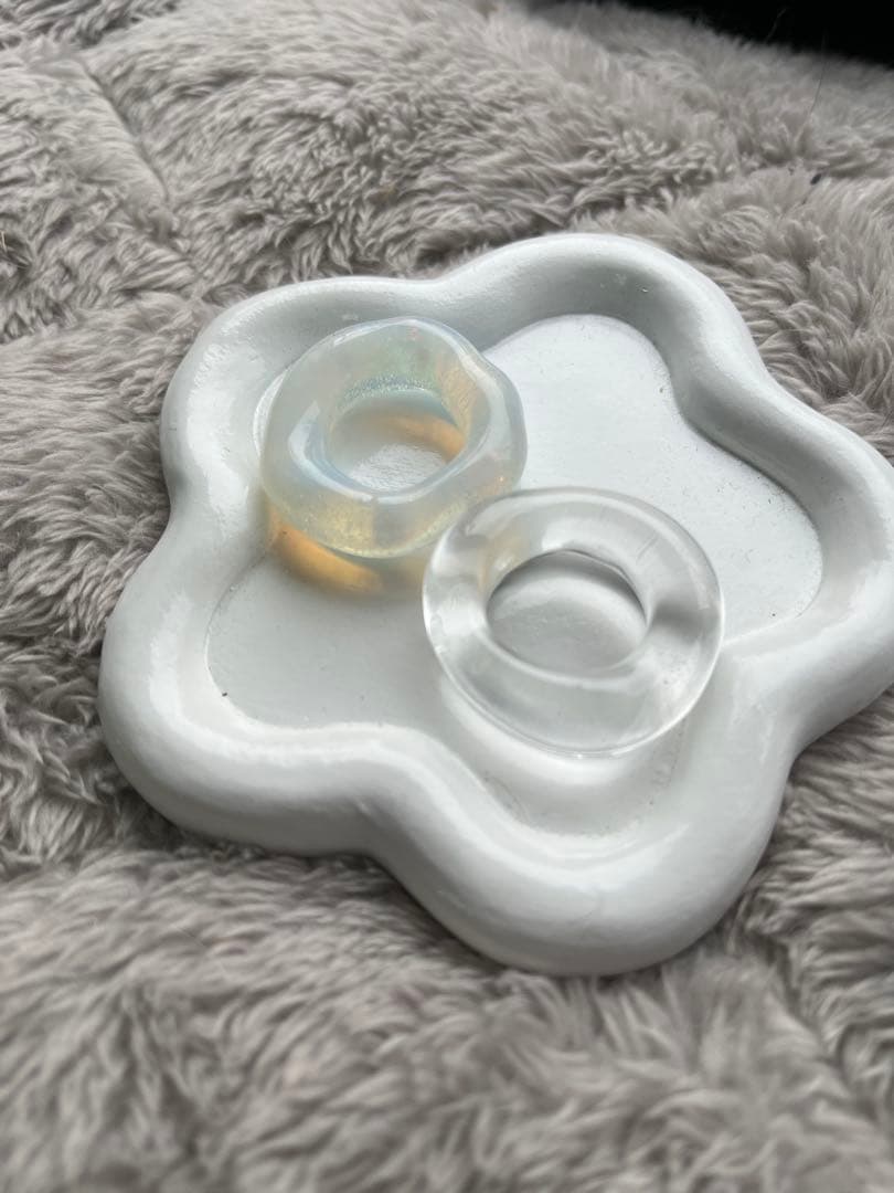 【printemps】ガラスリング　２個セット　クリア　オーロラ