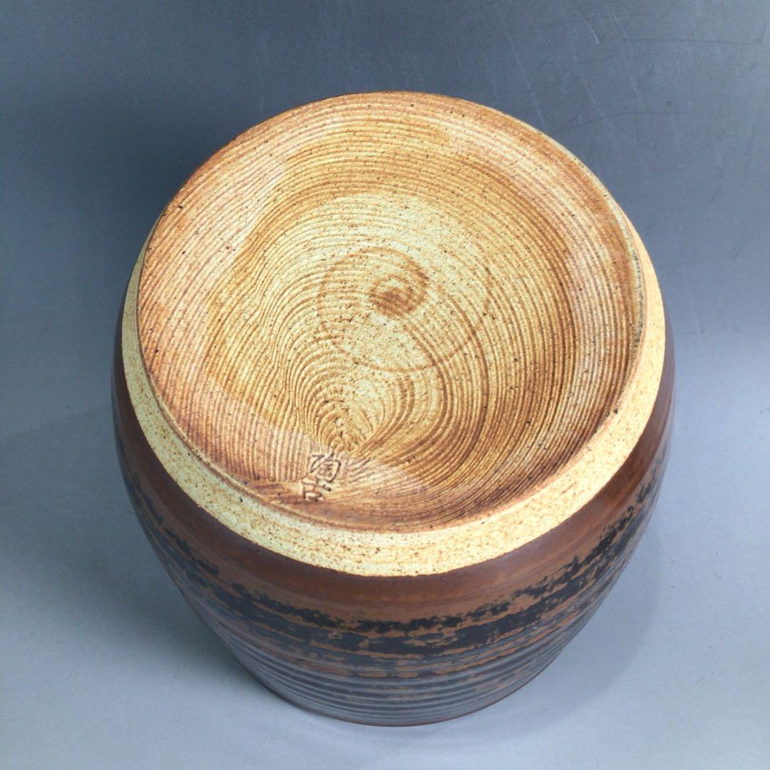 Ｐ３５５　水指　『加藤陶古造』『古瀬戸』『荒土』『一重口水指』　共箱　茶道具