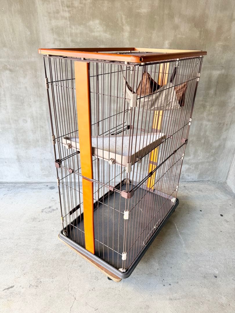キャットケージ 2段 ハンモック付き ウッド 猫